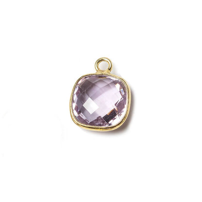 11x11mm Vermeil Bezel Pink Amethyst faceted pillow Petite Pendant 1 piece