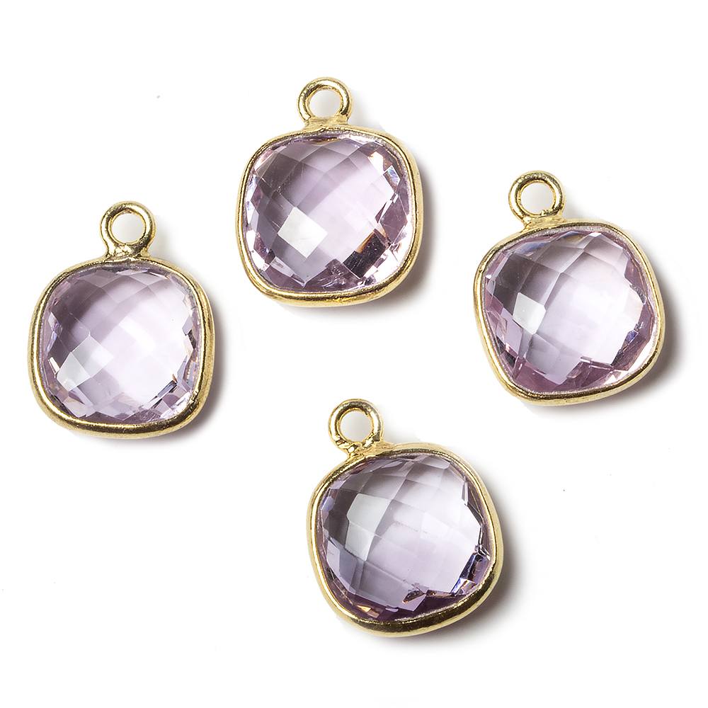 11x11mm Vermeil Bezel Pink Amethyst faceted pillow Petite Pendant 1 piece