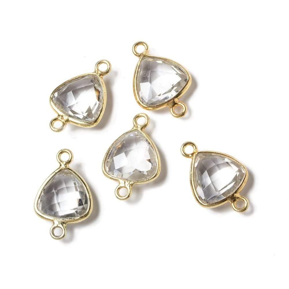 11x11mm Vermeil Bezeled Crystal Quartz trillion Connector 1 piece