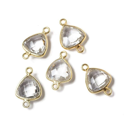 11x11mm Vermeil Bezeled Crystal Quartz trillion Connector 1 piece