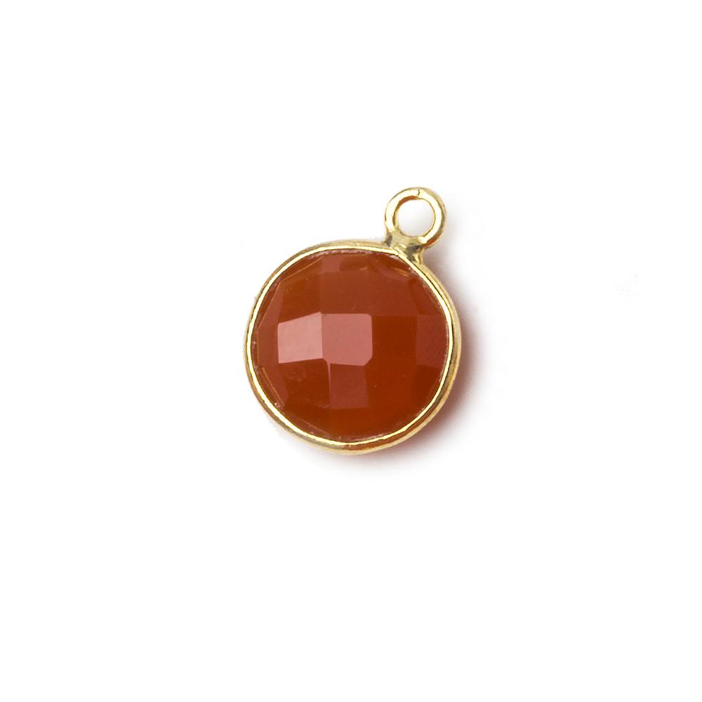 11x11mm Vermeil Bezeled Orange Chalcedony Coin Pendant 1 piece