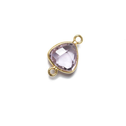 11x11mm Vermeil Bezeled Pink Amethyst trillion Connector 1 piece