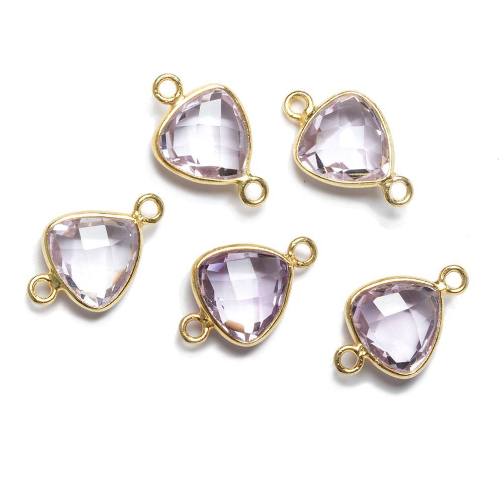 11x11mm Vermeil Bezeled Pink Amethyst trillion Connector 1 piece
