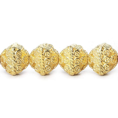 11mm 22kt Gold Plated Copper Bali Design Bipyramid 8 inch 19 Beads