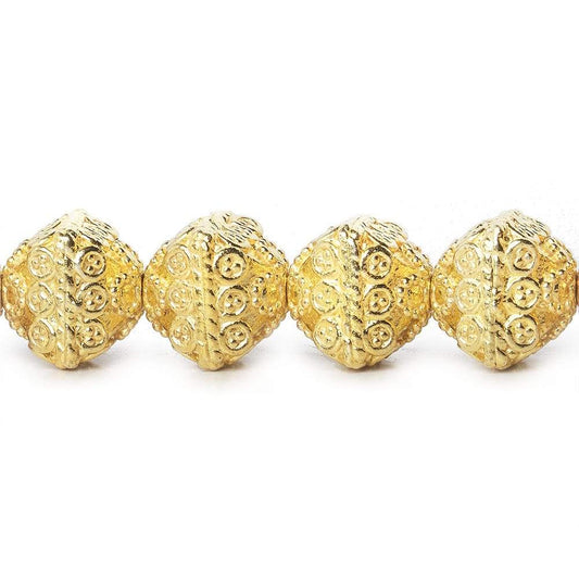 11mm 22kt Gold Plated Copper Bali Design Bipyramid 8 inch 19 Beads