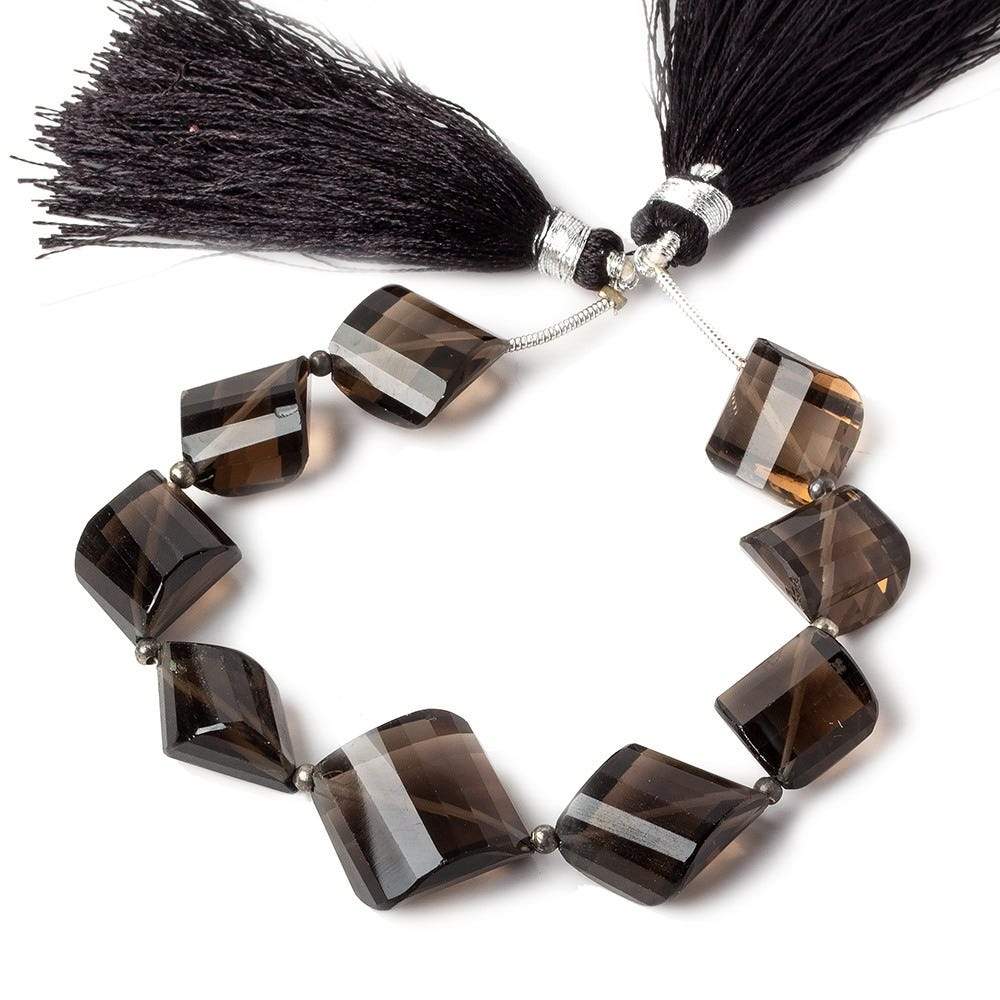 11x11x7mm Smoky Quartz Barrel Faceted Half Moon beads 6 inches 11 pieces AA