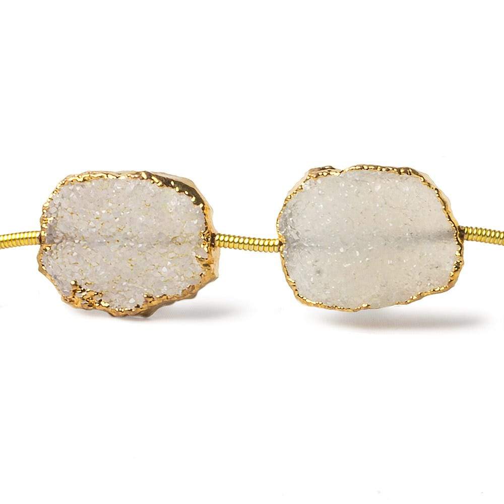 11x14-13x16mm Gold Leafed Off White Drusy straight drilled Slices 8 inch 10 beads