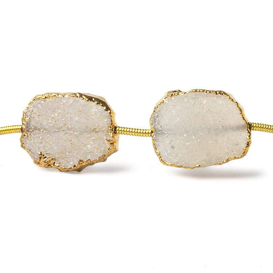 11x14-13x16mm Gold Leafed Off White Drusy straight drilled Slices 8 inch 10 beads