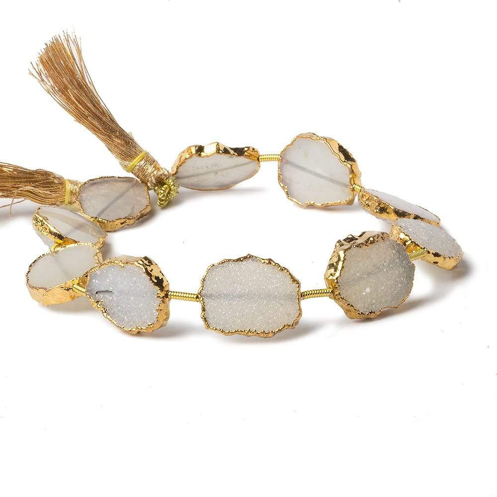 11x14-13x16mm Gold Leafed Off White Drusy straight drilled Slices 8 inch 10 beads
