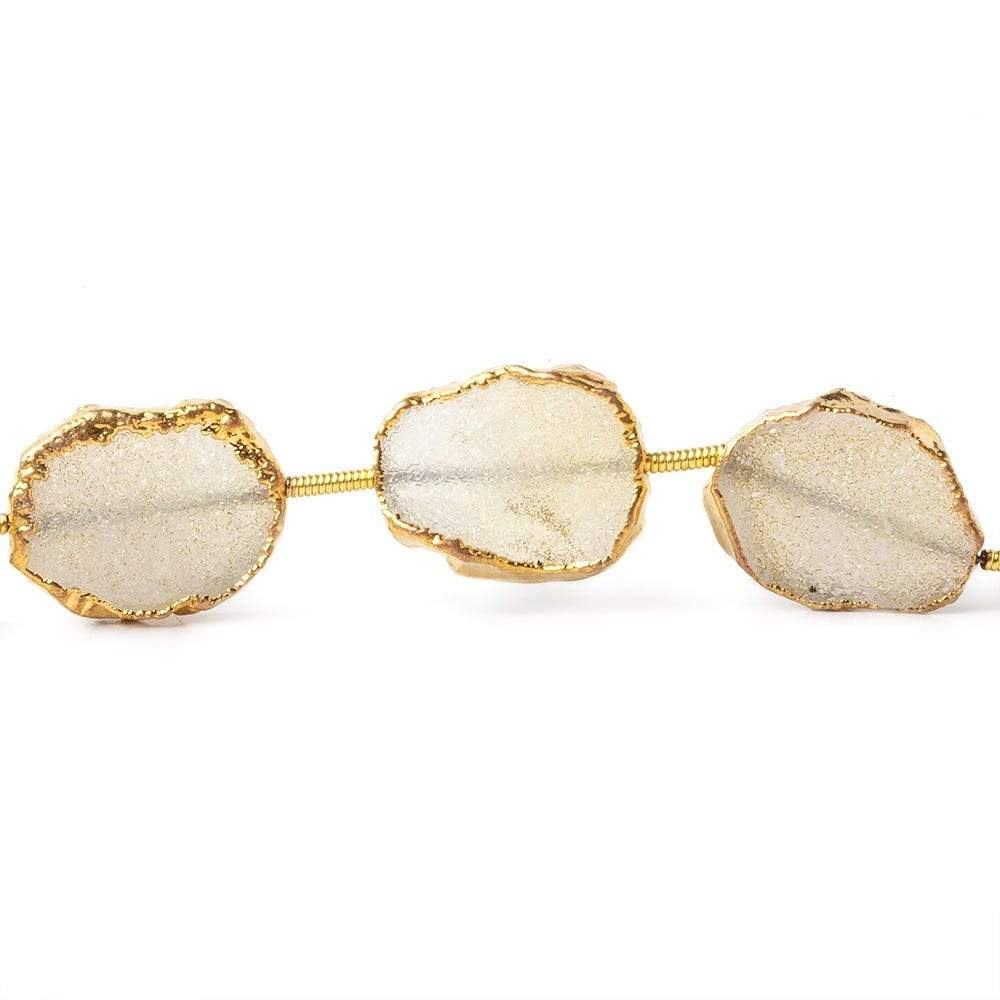 11x15-13x15mm Gold Leafed Butter Yellow Drusy straight drilled Slices 8 inch 10 beads