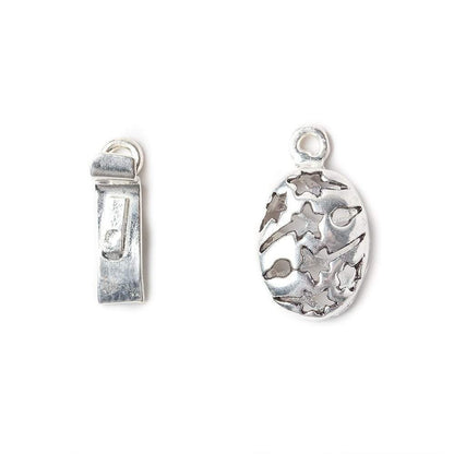 11x24mm Sterling Silver plated Box Clasp Oval Shooting Star Design 1 piece
