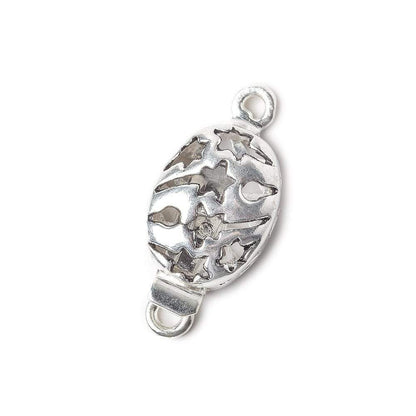 11x24mm Sterling Silver plated Box Clasp Oval Shooting Star Design 1 piece