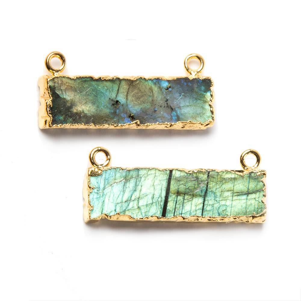 28x9mm Gold Leafed Labradorite Bar Connector 1 piece