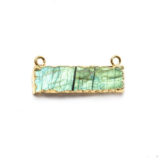 28x9mm Gold Leafed Labradorite Bar Connector 1 piece