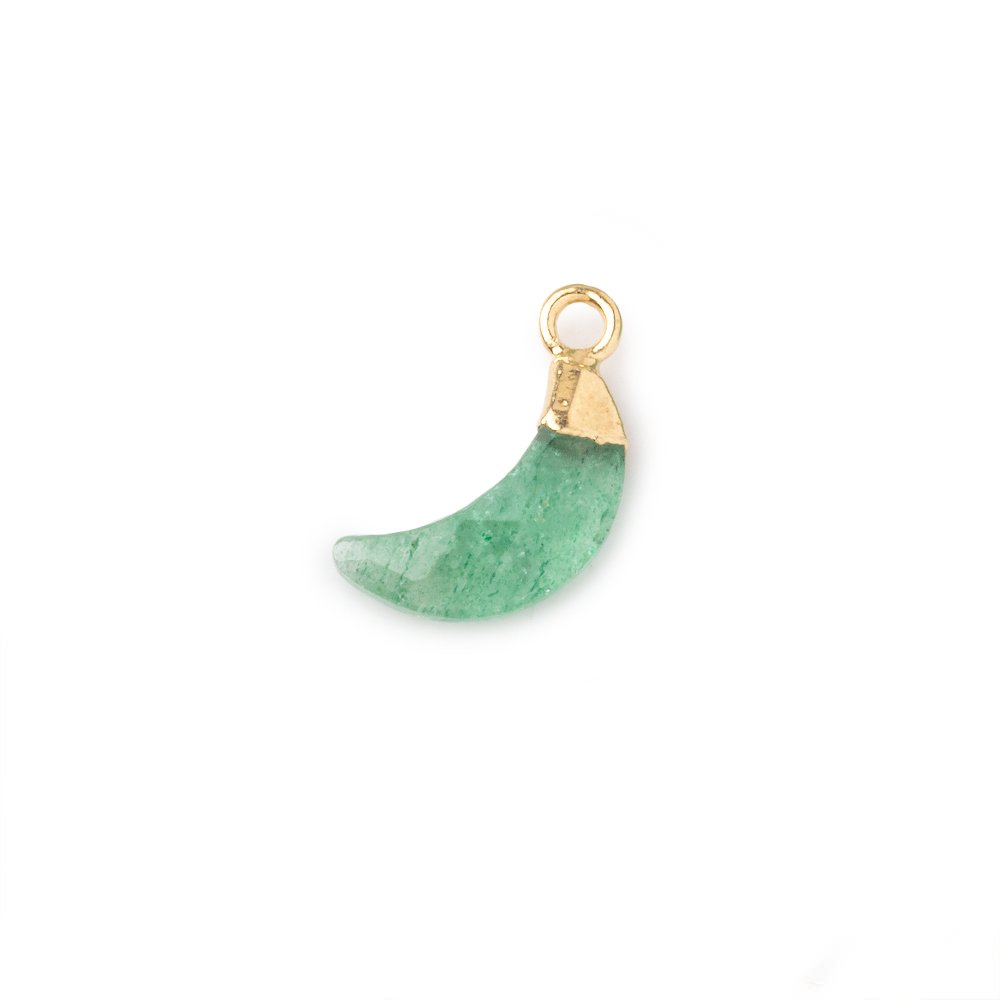 11x4mm Gold Leafed Aventurine Faceted Crescent Moon Focal Pendant 1 piece