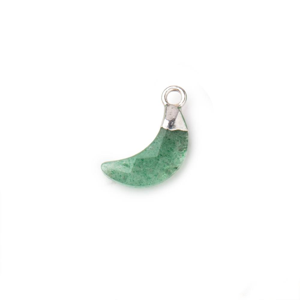 11x4mm Silver Leafed Aventurine Faceted Crescent Moon Focal Pendant 1 piece
