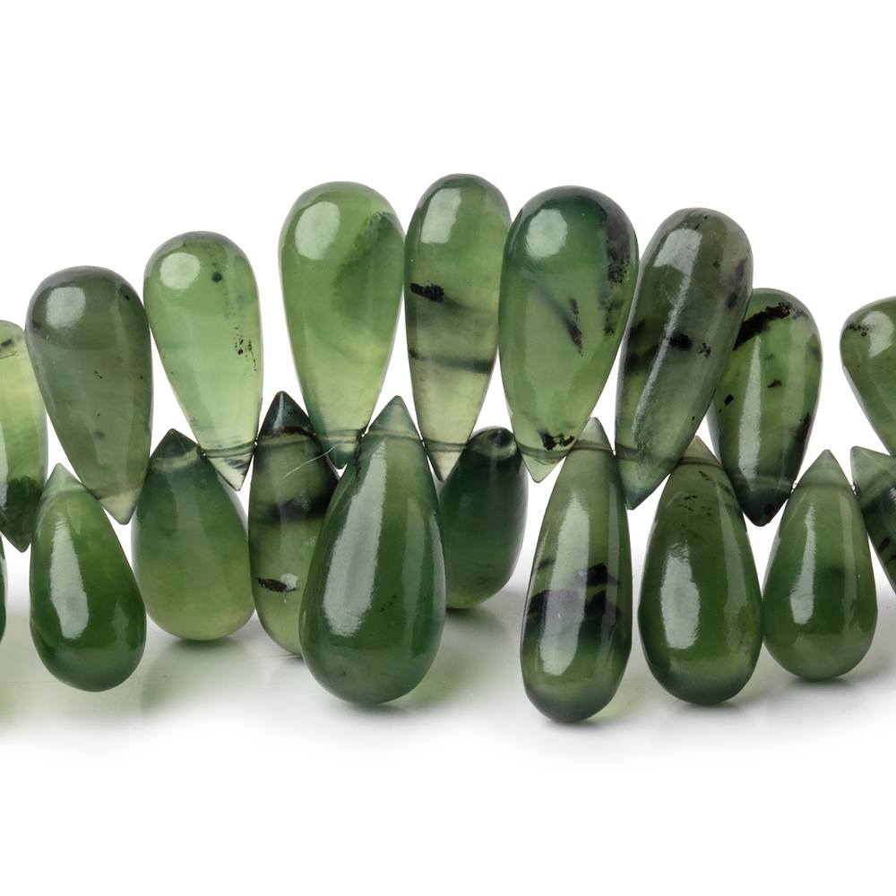 11x5-17x6mm Nephrite Jade Plain Tear Drop Beads 3 inch 26 pieces