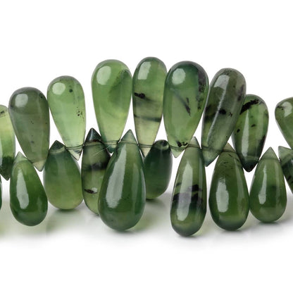11x5-17x6mm Nephrite Jade Plain Tear Drop Beads 3 inch 26 pieces