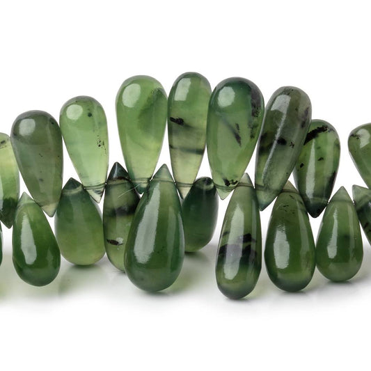 11x5-17x6mm Nephrite Jade Plain Tear Drop Beads 3 inch 26 pieces