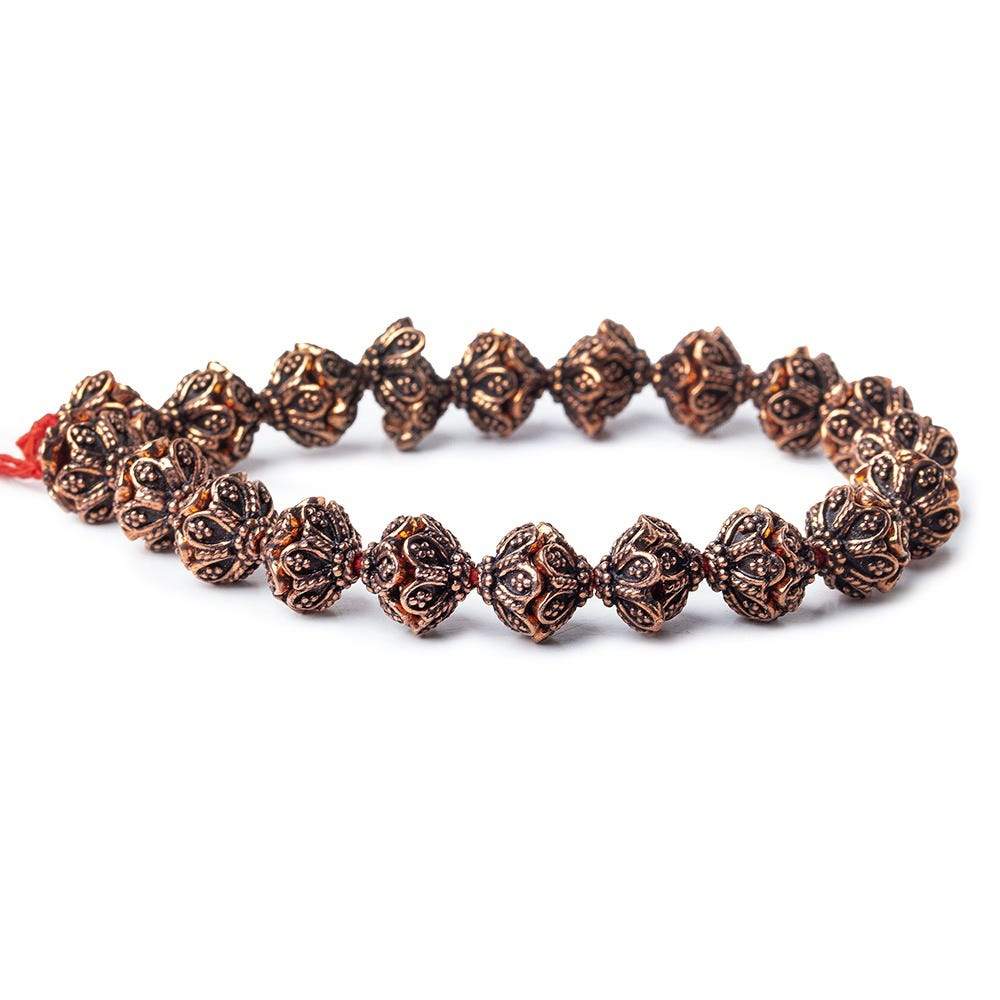 11x5mm Antiqued Copper Flower Bead Cap with Twisted Rope Edge 8 inch 40 pcs