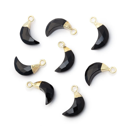 11x5mm Gold Leafed Black Onyx Faceted Crescent Moon 1 Pendant