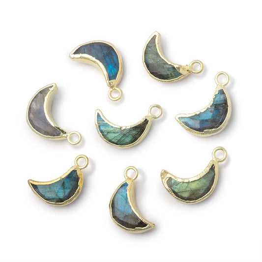 11x5mm Gold Leafed Labradorite Crescent Moon 1 Pendant