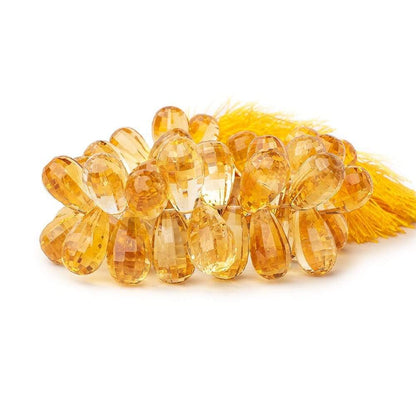 11x6-16x8mm Citrine Checkerboard Faceted Tear Drop Beads 6.25 inch 51 pieces