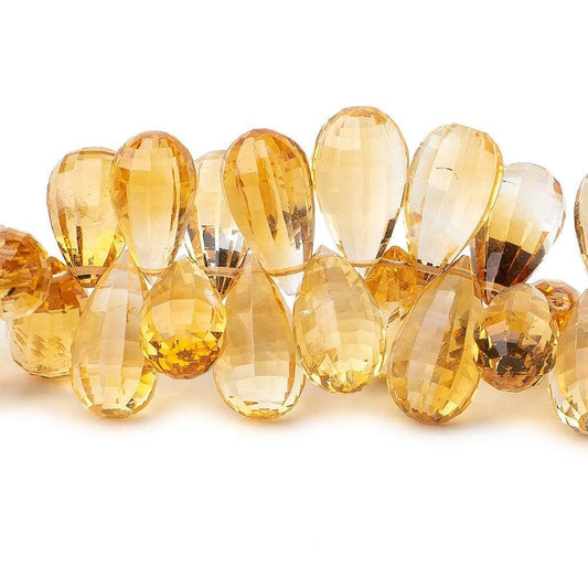 11x6-16x8mm Citrine Checkerboard Faceted Tear Drop Beads 6.25 inch 51 pieces