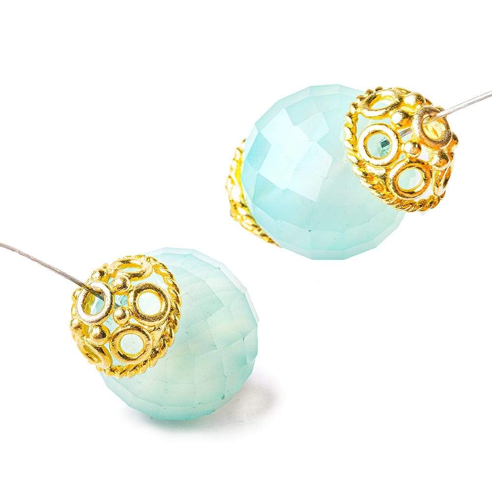 11x6mm 22kt Gold Plated Copper Bead Cap with Circular Pattern 8 inch 34 pieces