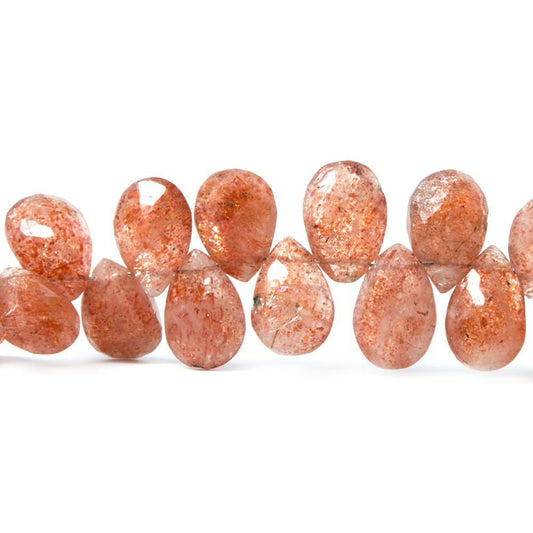 11x7-12x8mm Sunstone faceted pear Beads 8.5 inch 49 pieces