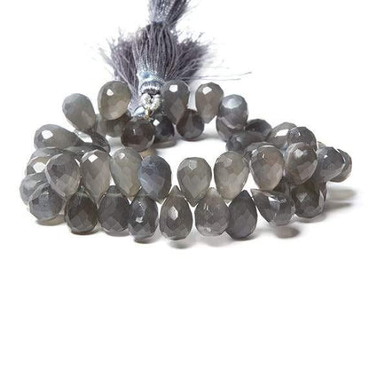 11x7-12x9mm Dark Platinum Grey Moonstone tear drop briolette 7.5 inch 45 Beads