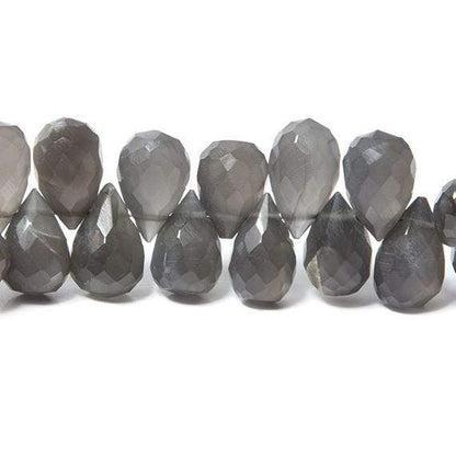 11x7-12x9mm Dark Platinum Grey Moonstone tear drop briolette 7.5 inch 45 Beads