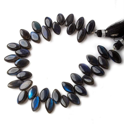 11x7-13x7mm Black Labradorite Top Drilled Plain Marquises 8 inch 39 beads A