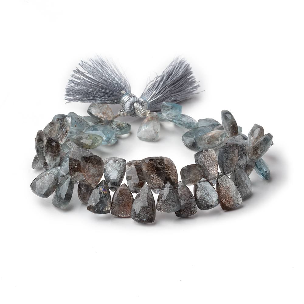 11x7-13x8mm Copper Moss Aquamarine Top Drilled Faceted Points 7.5 inch 56 Beads AAA