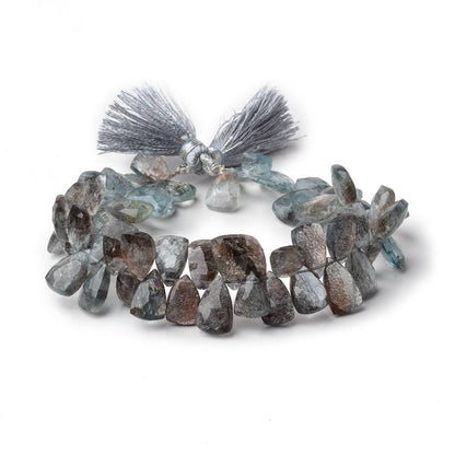 11x7-13x8mm Copper Moss Aquamarine Top Drilled Faceted Points 7.5 inch 56 Beads AAA