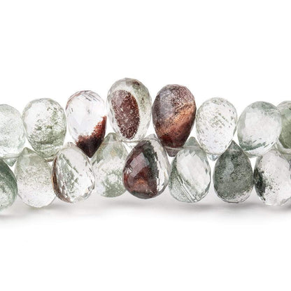 11x7-13x8mm Moss Quartz Faceted Tear Drop Beads 8 inch 54 pieces