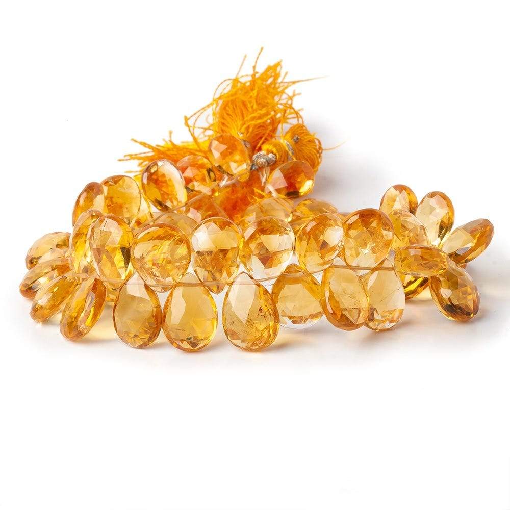 11x7-14x10mm Citrine Faceted Pear Beads 8 inch 47 beads