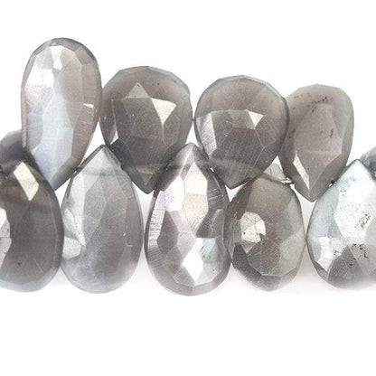 11x7 - 14x10mm Platinum Moonstone faceted pear Beads 8 inch 45 pieces AA