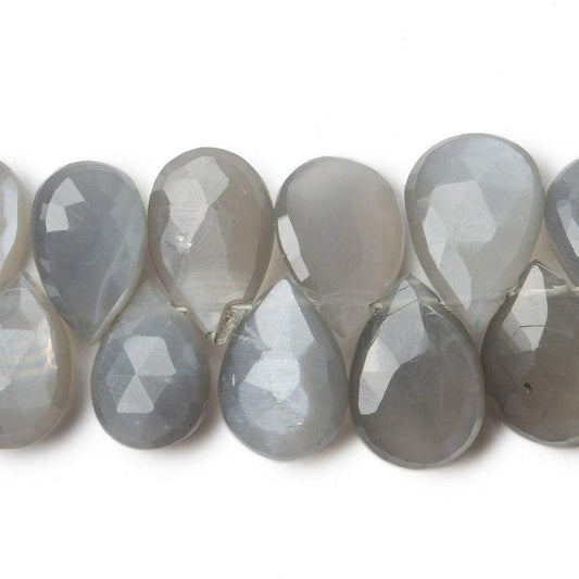 11x7 - 14x10mm Platinum Moonstone faceted pear Beads 8 inch 45 pieces AA