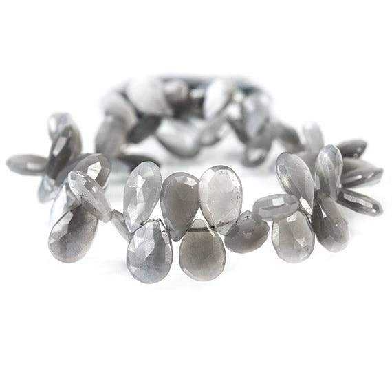 11x7 - 14x10mm Platinum Moonstone faceted pear Beads 8 inch 45 pieces AA