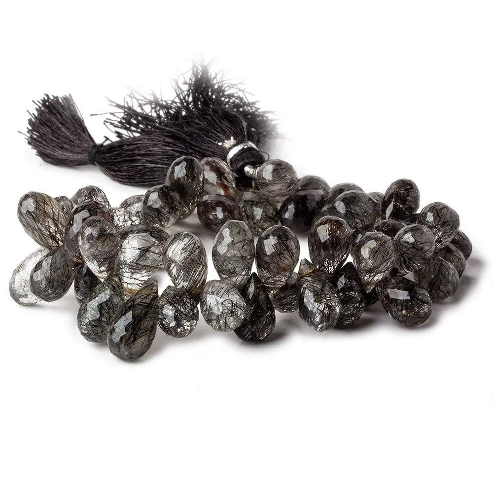 11x7-14x7mm Tourmalinated Quartz Tear Drop Briolettes 8 inch 55 beads A