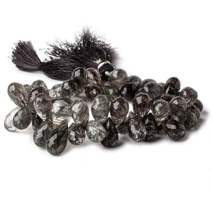 11x7-14x7mm Tourmalinated Quartz Tear Drop Briolettes 8 inch 55 beads A