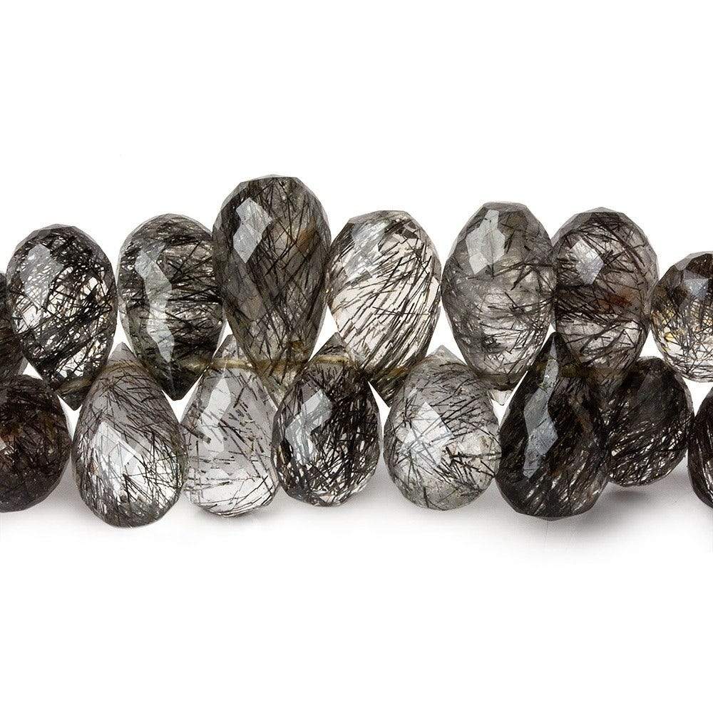 11x7-14x7mm Tourmalinated Quartz Tear Drop Briolettes 8 inch 55 beads A