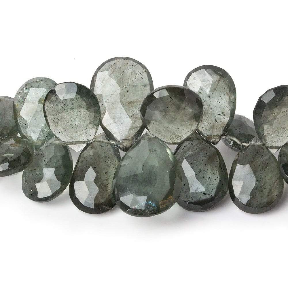 11x7-14x9mm Moss Aquamarine Faceted Pear Beads 8 inch 56 pieces AAA