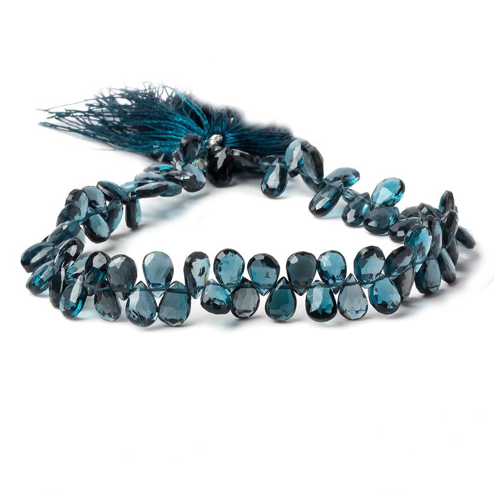 11x7-15x8mm London Blue Topaz faceted pear beads 8 inch 52 pieces AAA