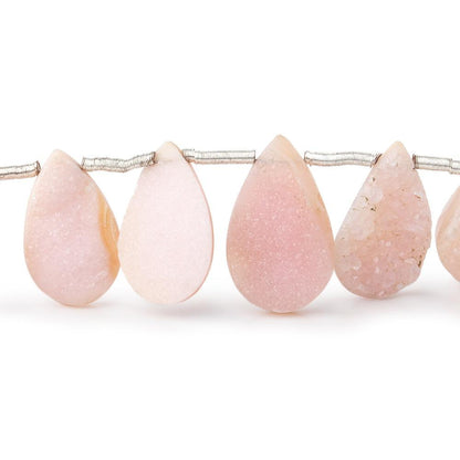 11x7-16x10mm Blush Rose Drusy Pear Beads 8 inches 17 pieces