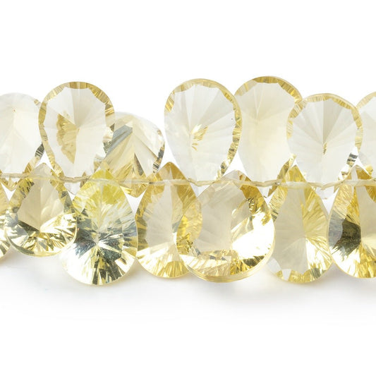 11x7-17x11mm Lemon Quartz Concave Faceted Pear Beads 7.5 inch 47 pieces AAA