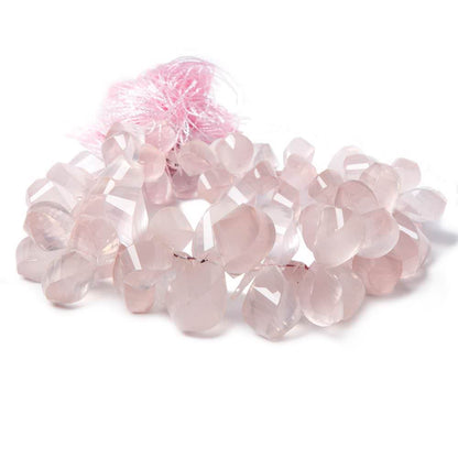 11x7-18x11mm Rose Quartz faceted twist beads 9 inch 70 pieces