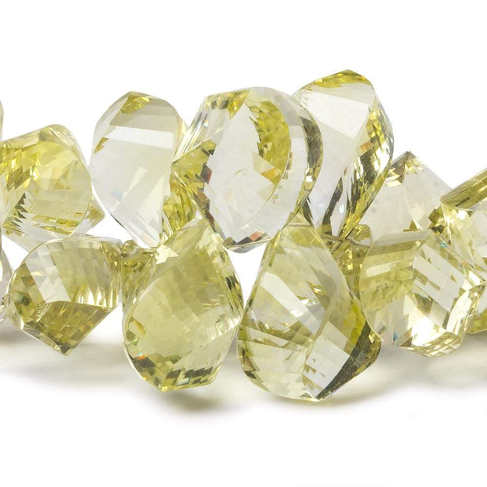 14x9-24x13mm Lemon Quartz Top Drill Faceted Twist 6 inch 45 Beads AAA Grade