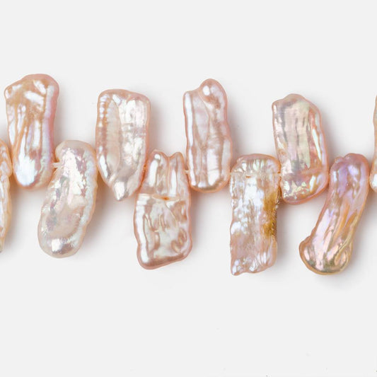 11x7-20x7mm Peach Top Drilled Biwa Freshwater Pearls 15 inch 75 pcs AA